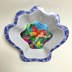 Disney Store The Little Mermaid Ariel Shell Shaped Bowl Melamine Purple Trim